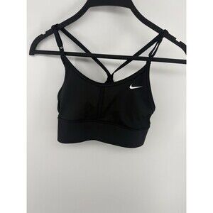 Nike Sports Bra Women S Black Wireless Racerback V-Neck Adjustable Mesh Side